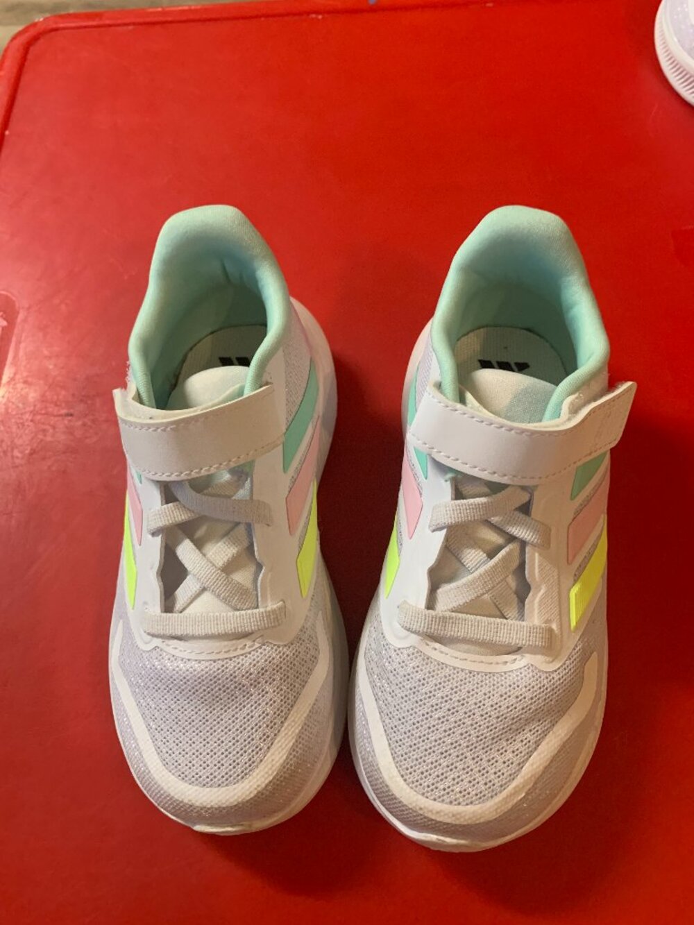 Toddler Size 5 Girls White Adidas Velcro Tennis Shoes